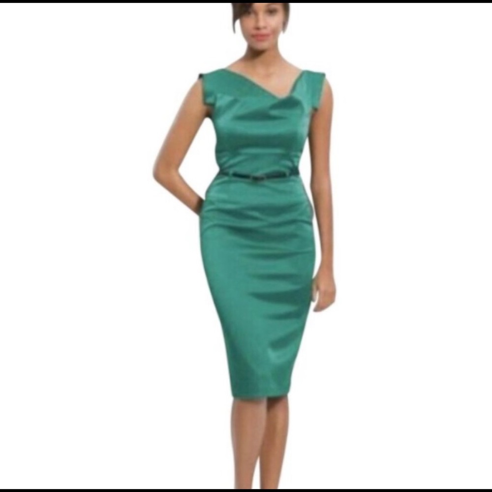 Black Halo Jackie O Jade Satin Mini dress